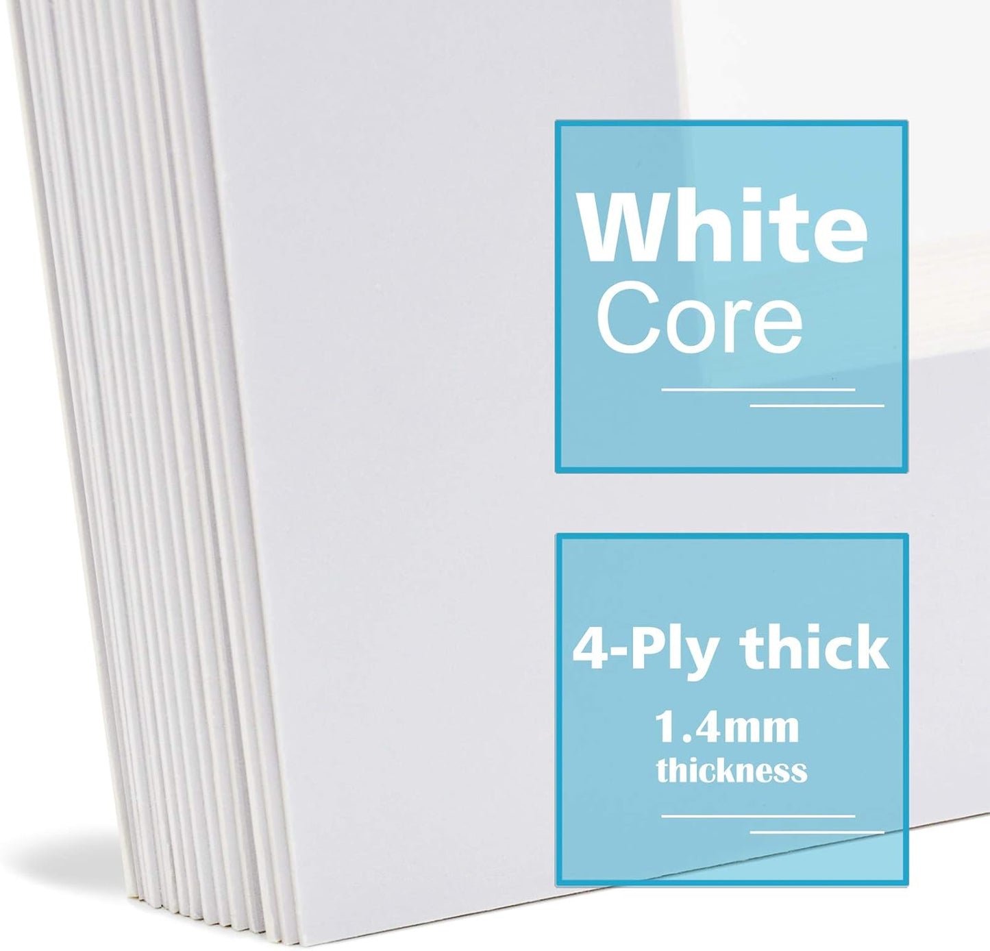 Egofine 8x8 White Picture Mats, Frame Mattes for 6x6 Pictures, Acid Free, 1.2mm Thickness, with Core Bevel Cut - Pack of 14