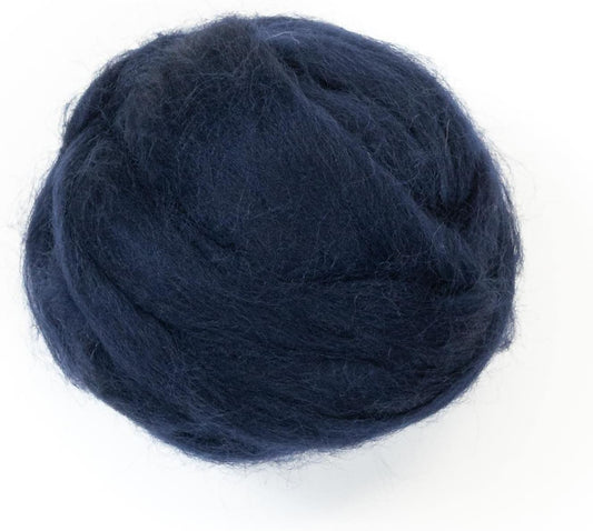 Kondoos Colored Natural Wool roving, 8 OZ. Best Wool for Needle Felting, Wet Felting, handcrafts and Spinning. (Blue Navy)