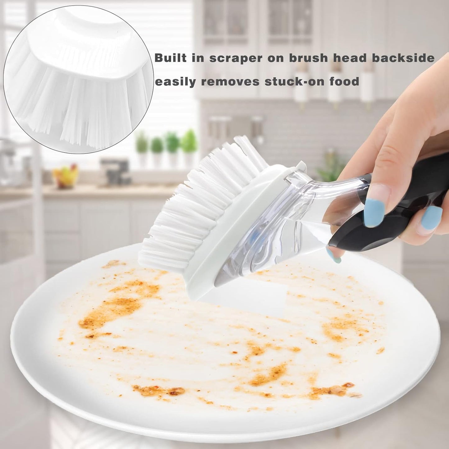 Brush Refills for OXO Dish Brush - 8 Pack Dish Brush Cleaning Soap Dispensing Head Replacement for Scrubber (White)