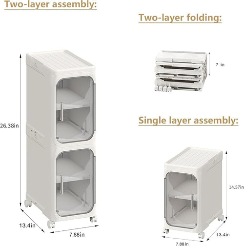 2-Tier Narrow Storage Cabinet, Slim Bathroom Storage Cabinet - Image 2
