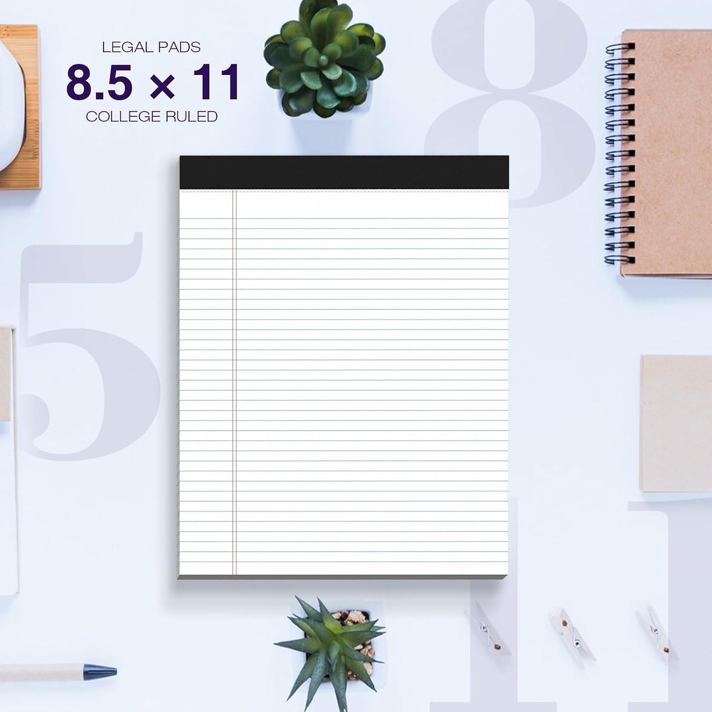 2 Pack Legal Pads 8.5 x 11 College Ruled Note Pads 8.5 x 11 Notepads 8.5 x 11 Micro Perforated Writing Pads 8.5 x 11 Pads of Paper Lined White Paper, 50 Sheets per Notepad for Home, Office, School