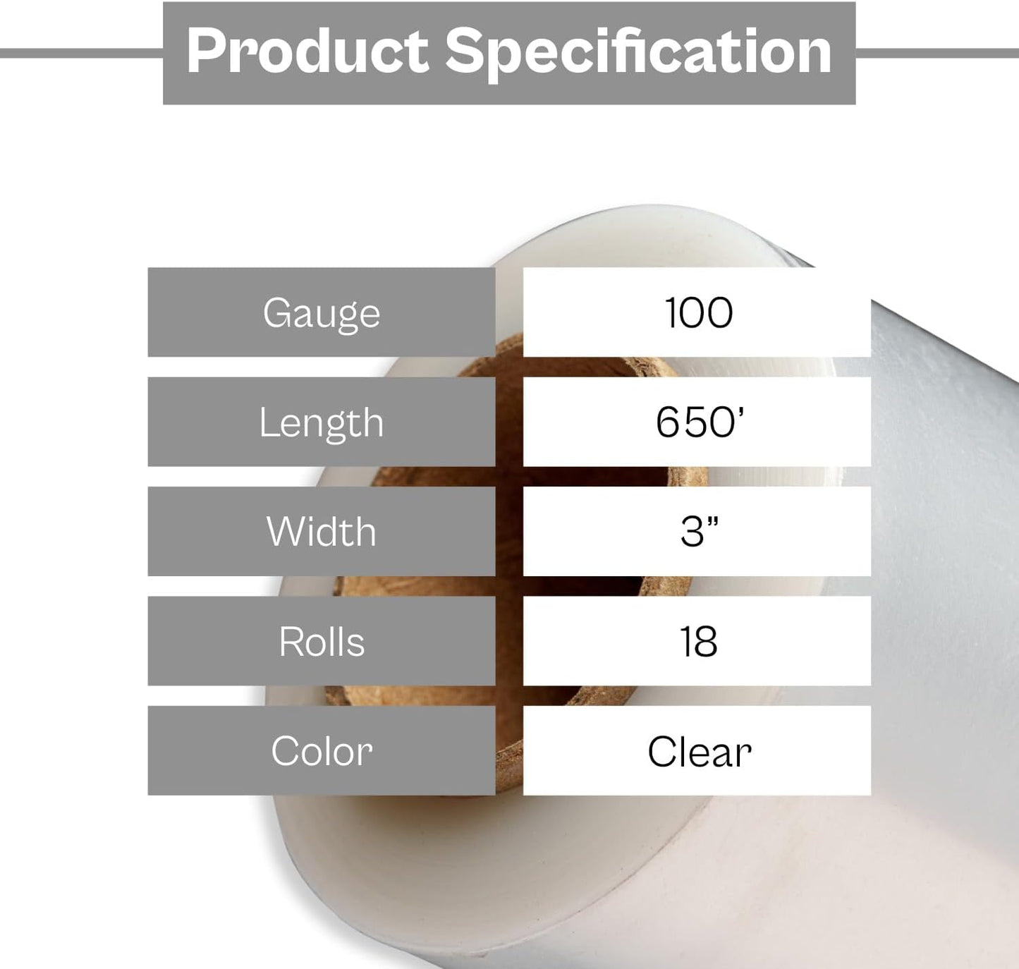 PSBM Mini Stretch Wrap with Handle, 18 Pack, 3 Inch x 650 Feet, 100 Gauge, Clear, Small Plastic Cling Film for Pallets Moving Storing