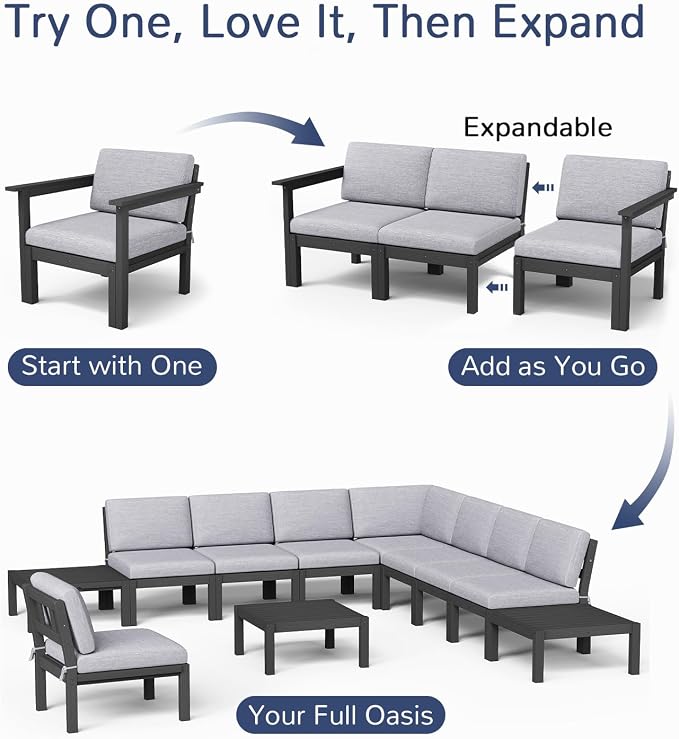 Stoog 8-Piece Patio Sectional Sofa Set, L-Shaped Modular Outdoor Furniture Set - Image 4