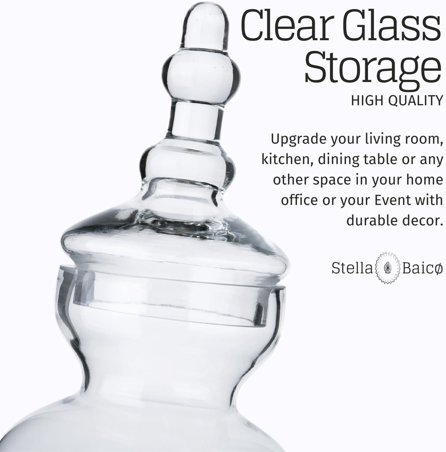 3-Pack Glass Apothecary Jars with Lids – Decorative Candy Storage Containers for Wedding, Buffet, Kitchen (H: 9", 12.5", 14")