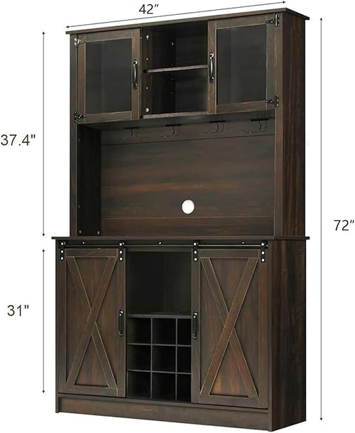 4ever2buy Farmhouse Coffee Bar Cabinet - Image 2