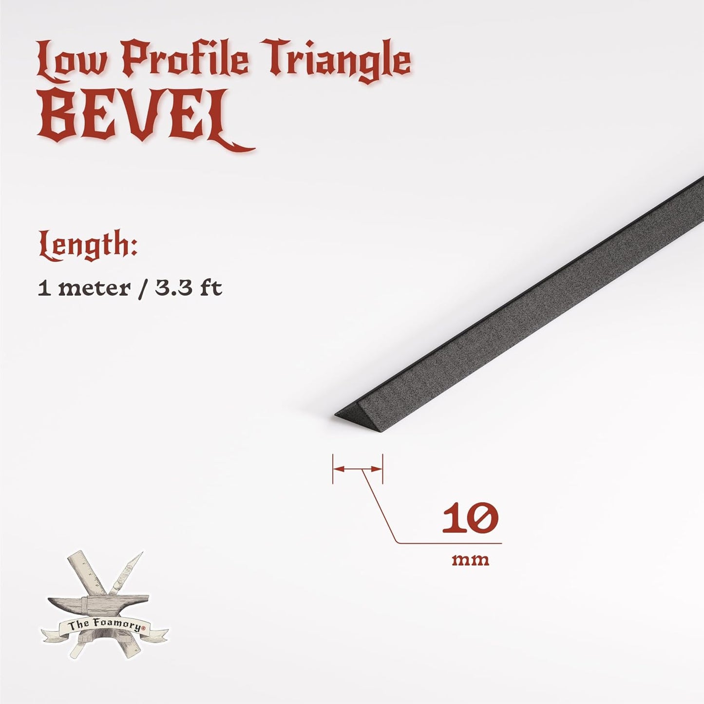 The Foamory's Instant Edge EVA Foam Bevel. Pre Cut Low Profile Triangle 3 Pack 5-30mm x 1M Black EVA Beveled Trim Save Time on Cosplay Costumes and Armor Detail. High Density 85kg/m³ Craft Foam Dowel