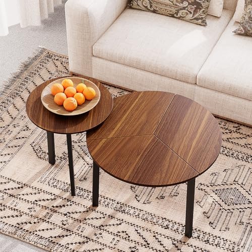COSIEST Small Coffee Table Set of 2, Round Coffee Table by COSIEST