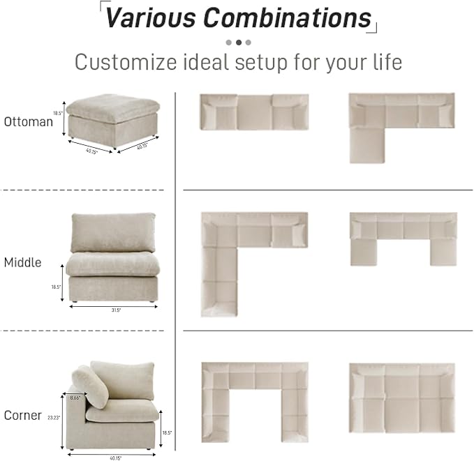 Cloud Modular Sectional Sofa Couch, Minimalist Deep Sofa Couches, Covers - Image 5