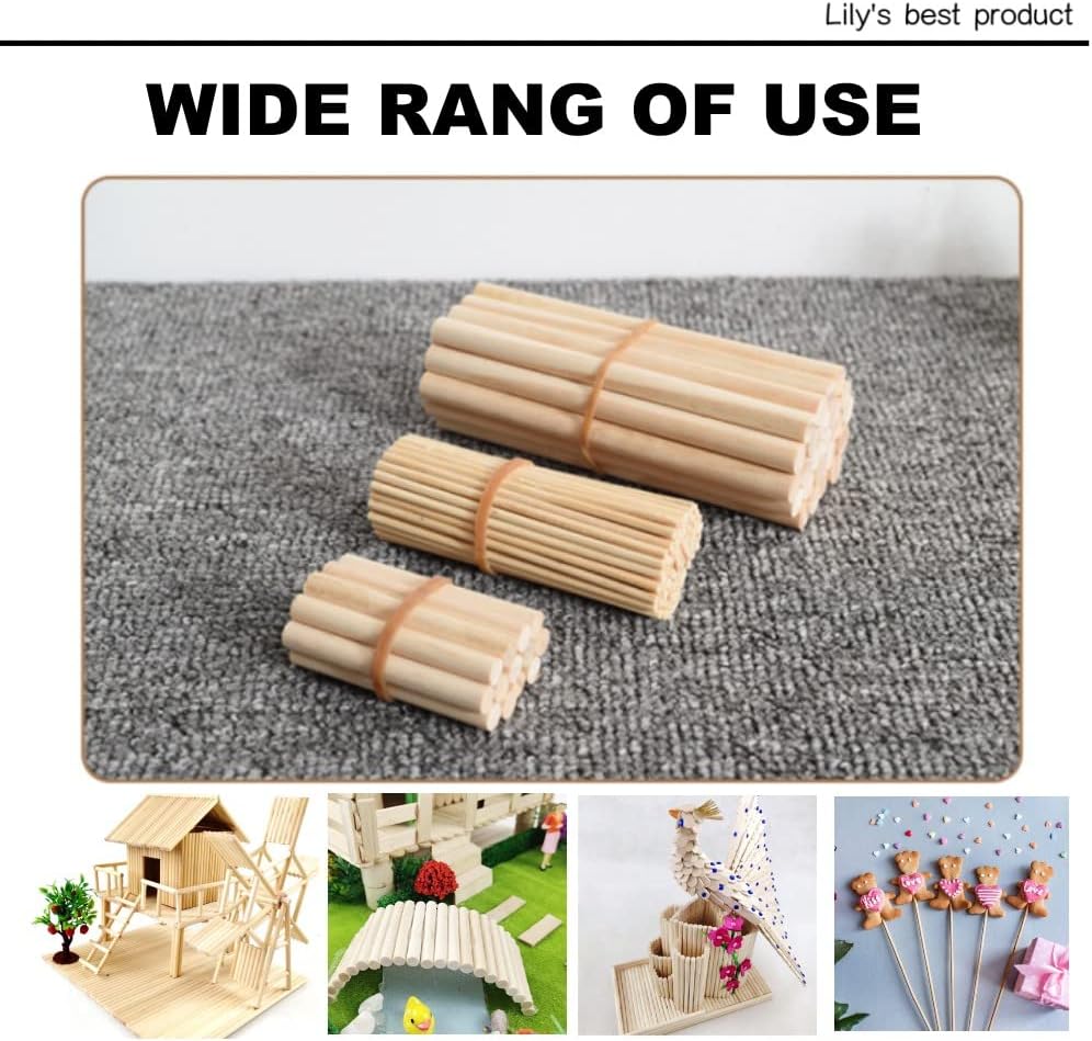 HOPELF 25PCS Bamboo Dowel Rods - 1/2 x 12 Inch - Wooden Sticks for Crafts, DIY Projects