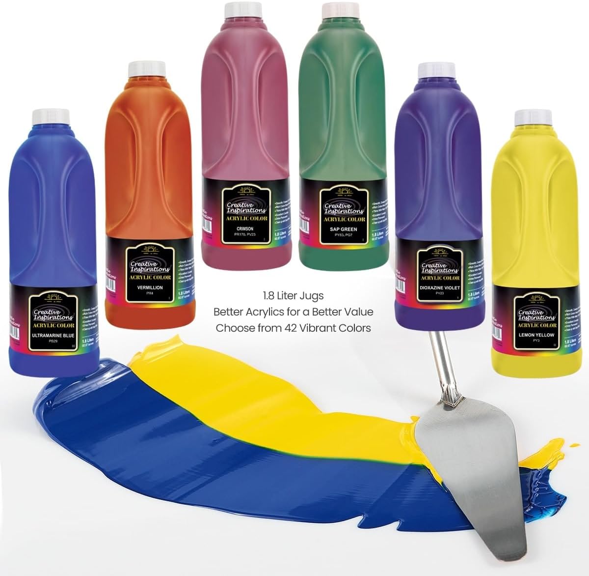 Creative Inspirations Acrylic Paint - Deep Green - 1.8 Liter - Smooth & Creamy Consistency, Vibrant Pigmentation, Great Coverage for Artists - Clean Up with Soap & Water