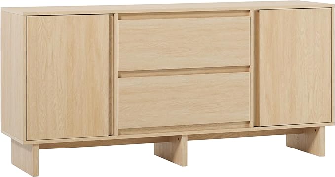 Walker Edison Modern Beveled 2-Door, 2-Drawer Sideboard, 63 Inch, Coastal Oak by WalkerEdison