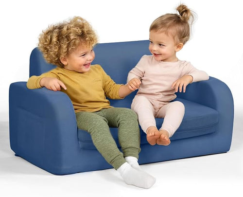 3-in-1 Extra Wide Convertible Kids Couch, Flip Open Toddler Couch to Lounger by LittleDove