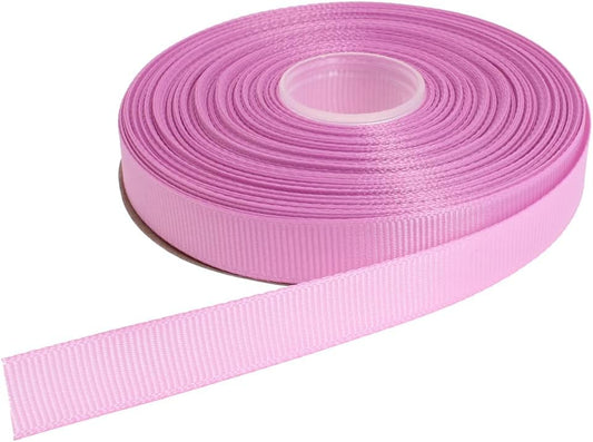 Solid Grosgrain Ribbon 25 Yard Each Roll 100% Polyester Woven Edge (1/2", Purple Pink)