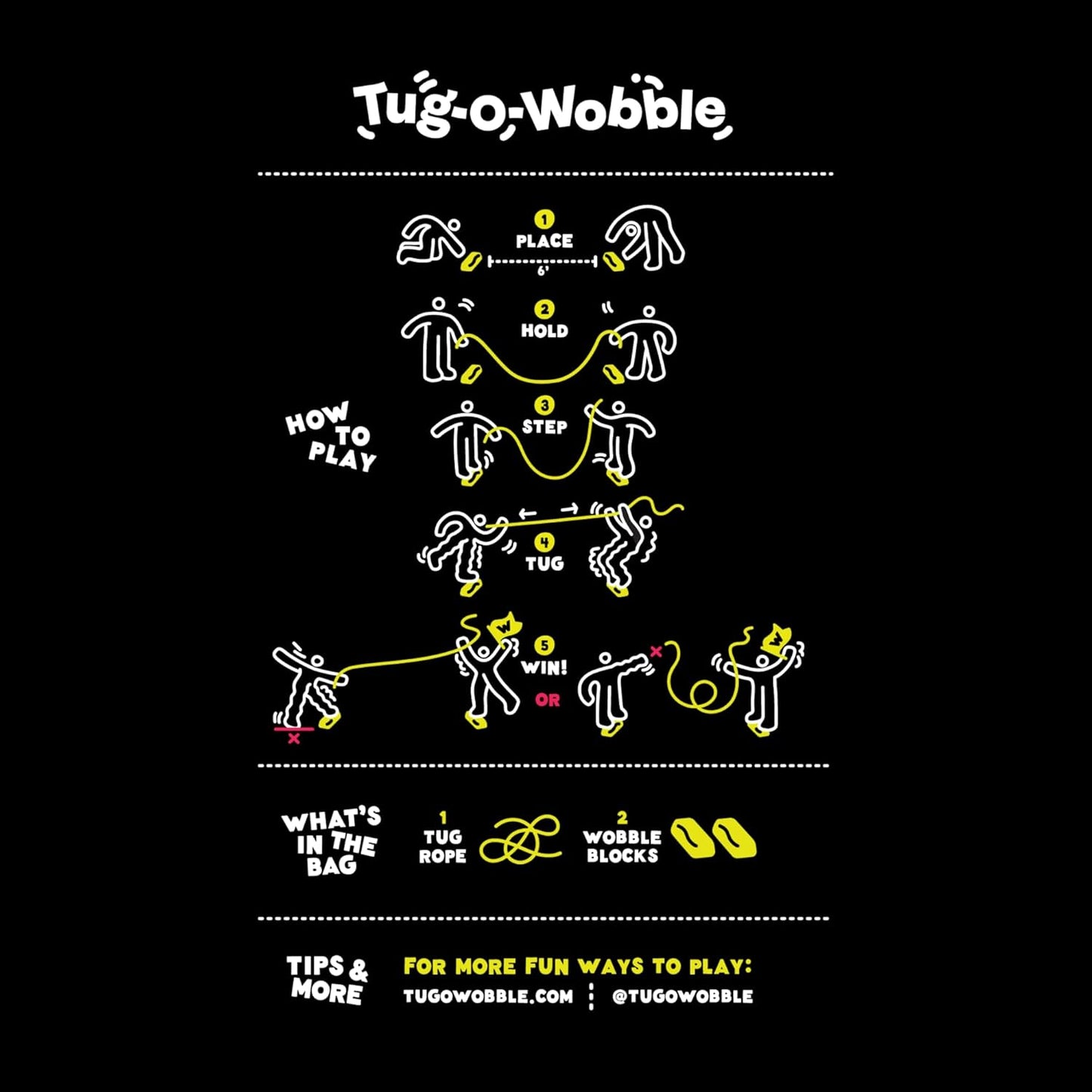 TUG O' WOBBLE: The Ultimate Balancing Outdoor and Indoor Game, Fun for Everyone, Lawn Game for The Backyard, Park, or Yard with Carrying Bag, Family Friendly Gift