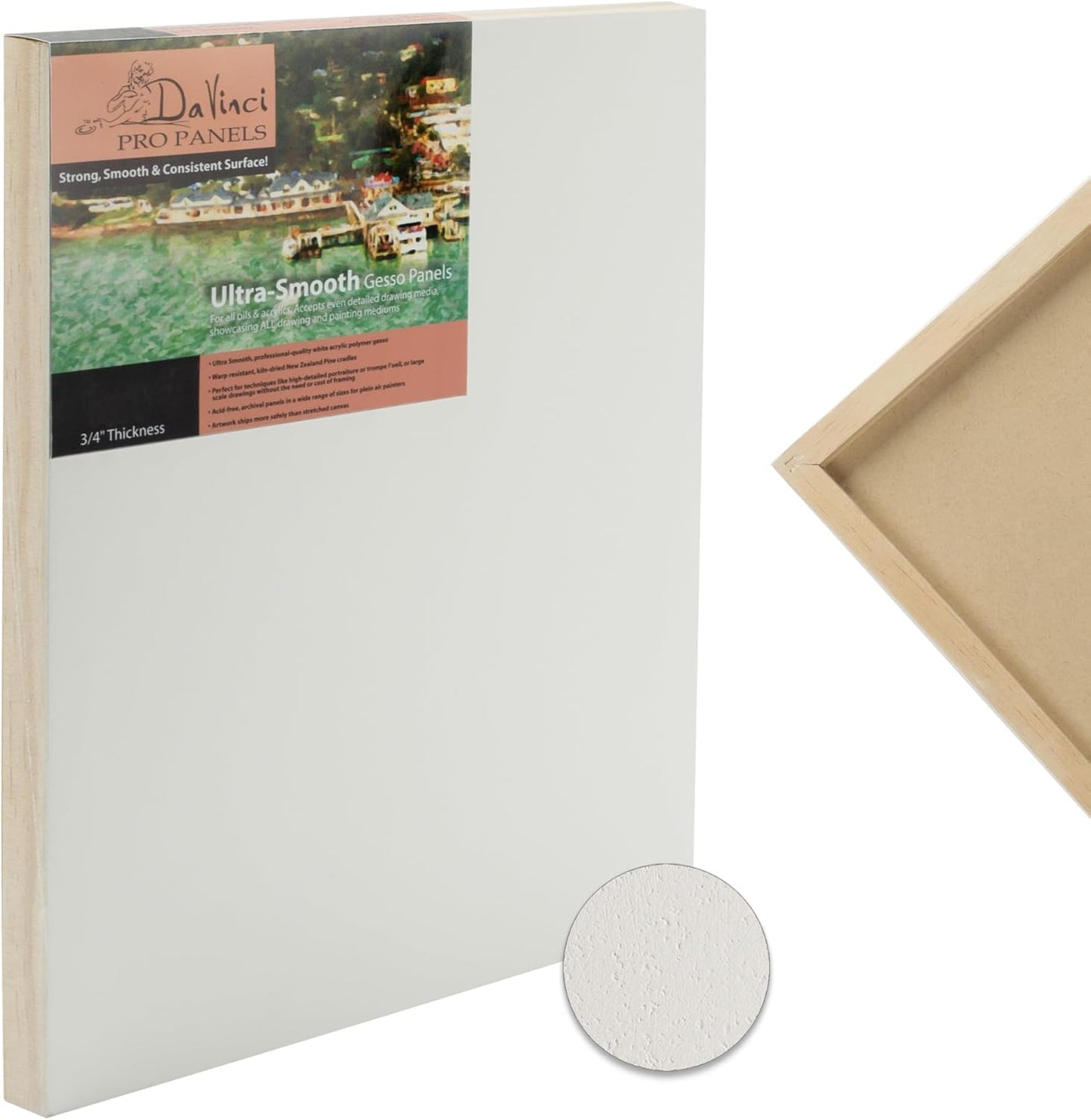 DaVinci Wood Panel Da Vinci Pro Ultra Smooth Gesso Panels 3/4inchinch Panel (Single) 12x12inchinch - 6 Pack