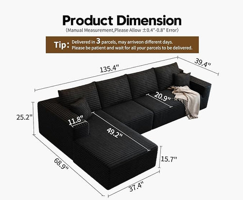 135.4" Cloud Modular Sectional Sofa Couch - Image 2