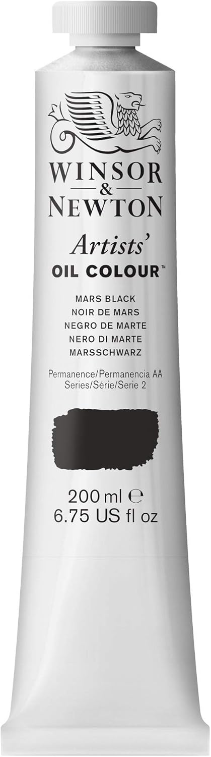 Winsor & Newton Artists' Oil Color, 200ml (6.75 oz) Tube, Mars Black