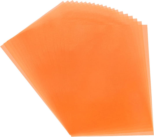 MECCANIXITY Colored Vellum Paper, 50 Sheet Orange Transparency 11.7 x 8.2 Printable Vellum Paper, Translucent Vellum Sheets for Printing Wedding Invitations, Ink Jet Laser Printer