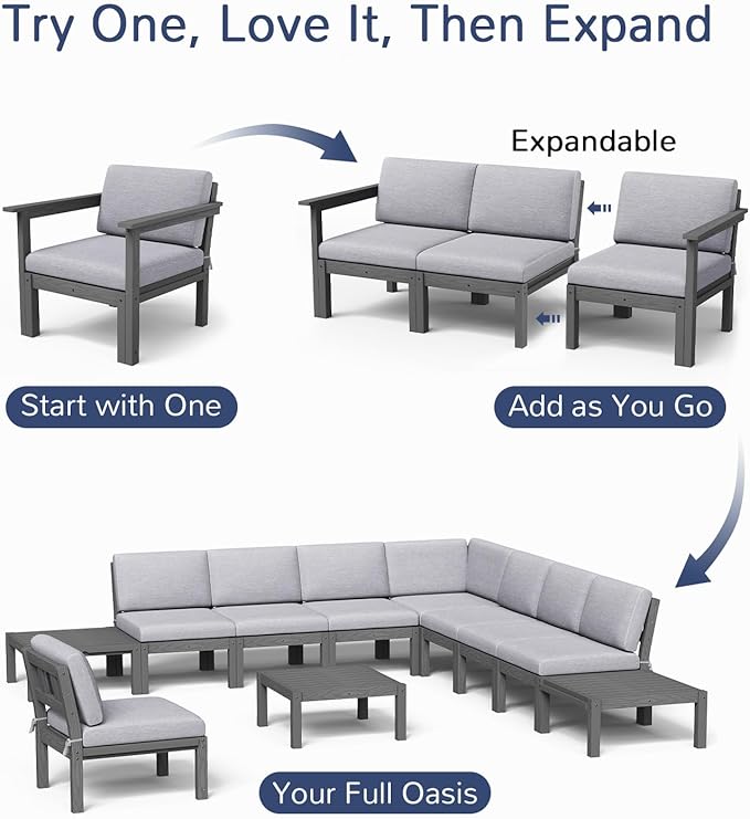Stoog Modular L-Shaped Sectional Sofa Set, 8-Piece All-Weather Patio Furniture - Image 4