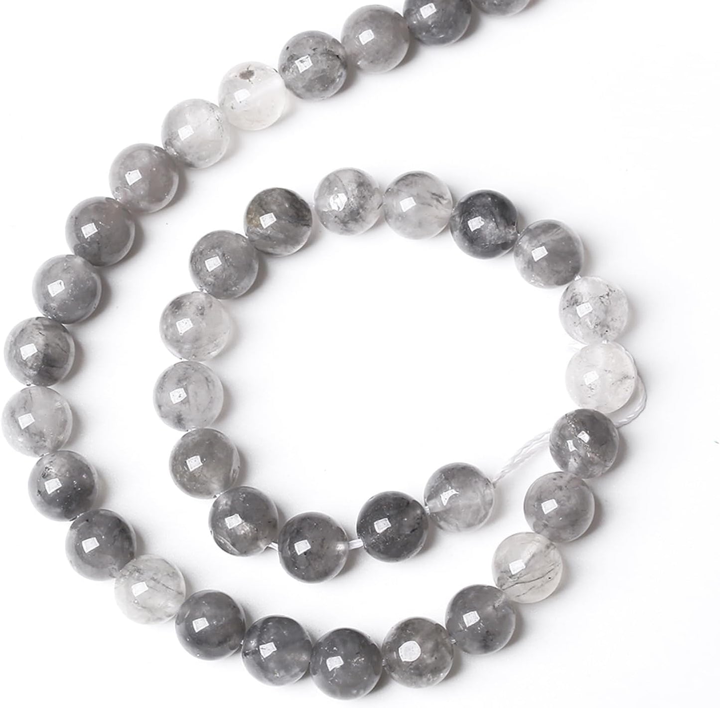 45pcs 8mm Natural Grey Cloud Crystal Stone Beads for Jewelry Making Energy Healing Power Stone Beads DIY Bracelet Necklace Accessories 15"(8mm, Grey Cloud Crystal)