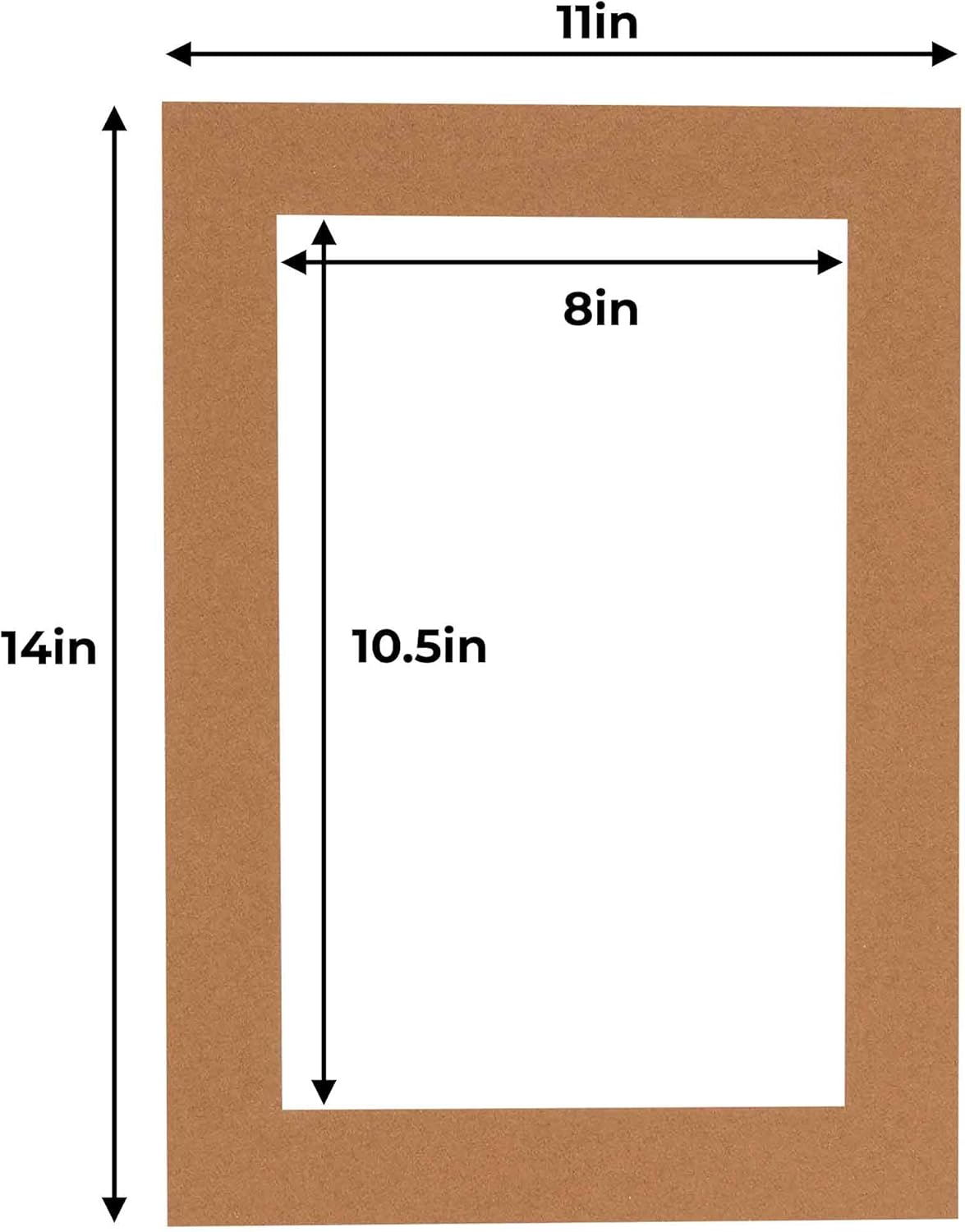 11x14 Mat for 8.5x11 Photo - Precut Aged Oak Brown Picture Matboard for Frames 11 x 14 Inches - Bevel Cut to Display Art 8.5 x 11 Inches - Acid Free Pack of 100 MATS with Backing Boards & Clear Bags