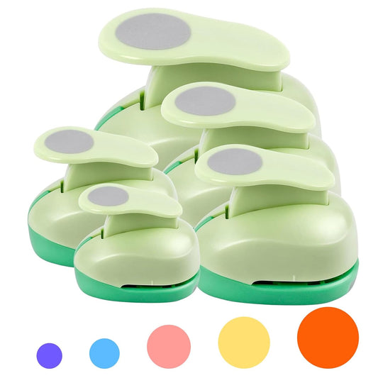 UCEC Circle Punch Craft Hole Punch for Paper Crafting, 5 Different Size Circle Cutters Hole Punches for Paper Crafts, Cardstock, Gift Wrapping, Cards, Scrapbooks 3/8 5/8 1 1.5 2 Inch Round Puncher Set