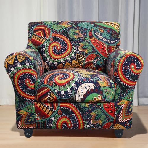 SearchI Stretch Sofa Cover Printed Couch Covers, Floral Pattern 2 Piece - Image 2