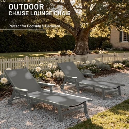 AreShark HDPE Patio Chaise Lounge Chair - Image 2