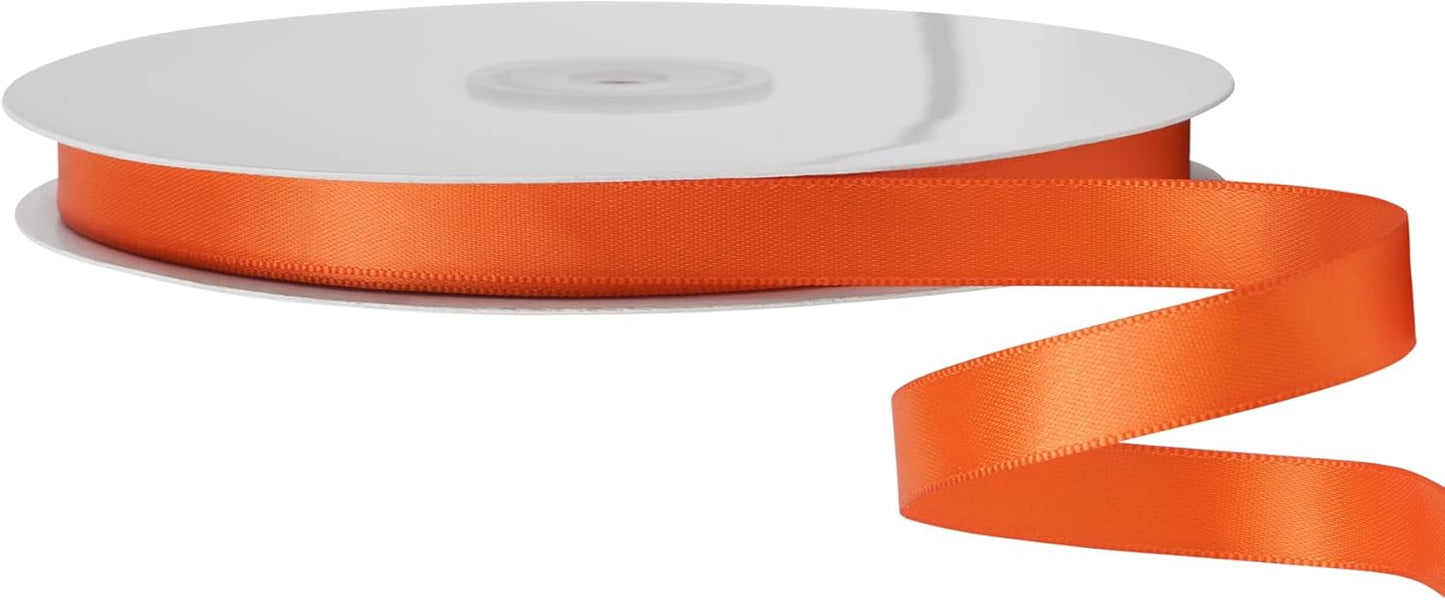 LIUYAXI Torrid Orange Double Faced Satin Ribbon, 3/8" X Continuous 25 Yards, Ribbons Perfect for Gift Wrapping Bows Bouquet Wedding Decor DIY Craft and More