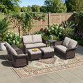 7 Piece Patio Wicker Conversation Set, 2 All-Weather Use Outdoor Wicker Loveseat by Qsoer