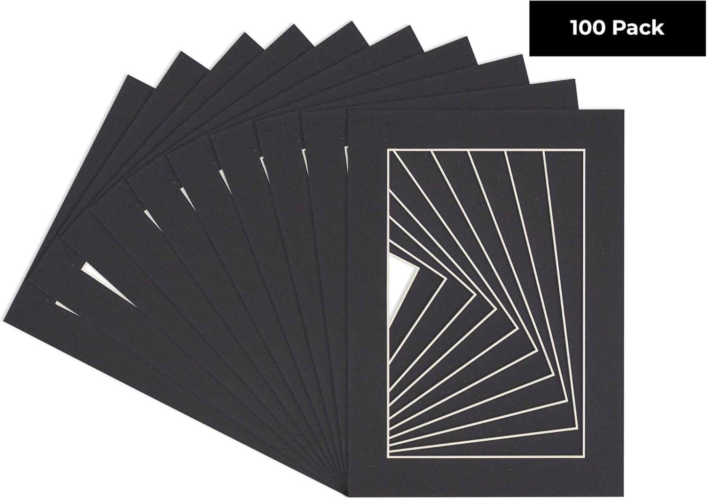 5x7 Mat for 8.5x11 Frame - Precut Mat Board Acid-Free Black 5x7 Photo Matte Made to Fit a 8.5x11 Picture Frame, Premium Matboard for Family Photos, Show Kits, Art, Picture Framing, Pack of 100 Mats