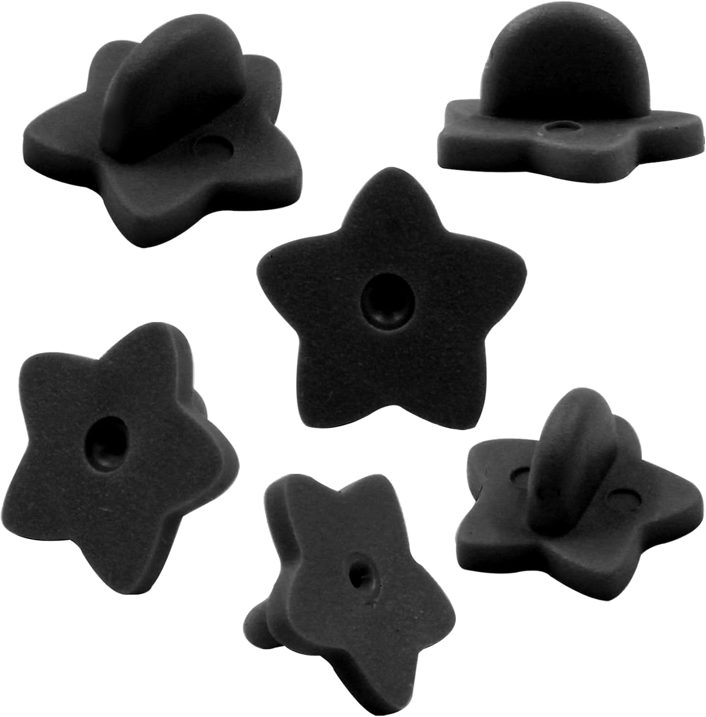100 Pack Star Shape Rubber Pin Backs, Lapel Pin Backing Locking Pin Keepers, Brooch Holder for Uniform Badge Hat Tie（Black）