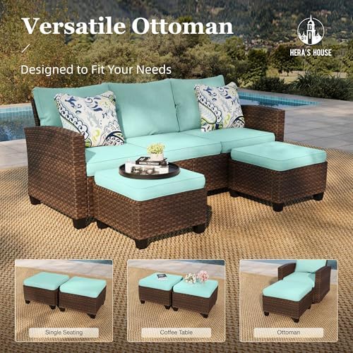 HERA'S HOUSE Wicker Patio Furniture Set, 5 Pieces Outdoor Furniture Set - Image 6