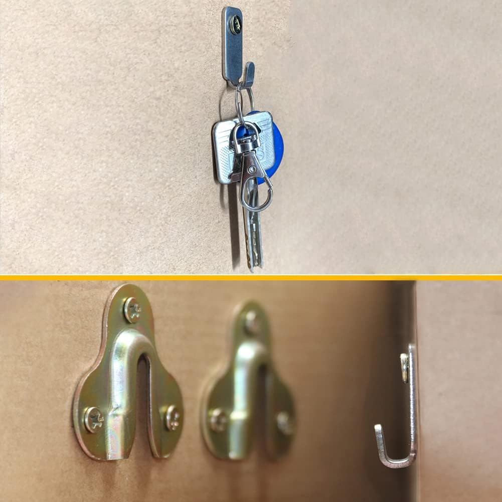 20pcs Heavy Duty Hanger 304 Stainless Steel Wall Mounted Mini J Hook for Mirror Picture Frames Hanging Wire/D Rings/Keyhole Hangers