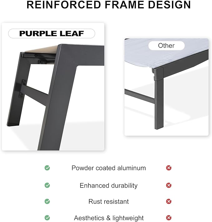 PURPLE LEAF Outdoor Patio Chaise Lounge Set of 2 Aluminum Lounge Chair - Image 5