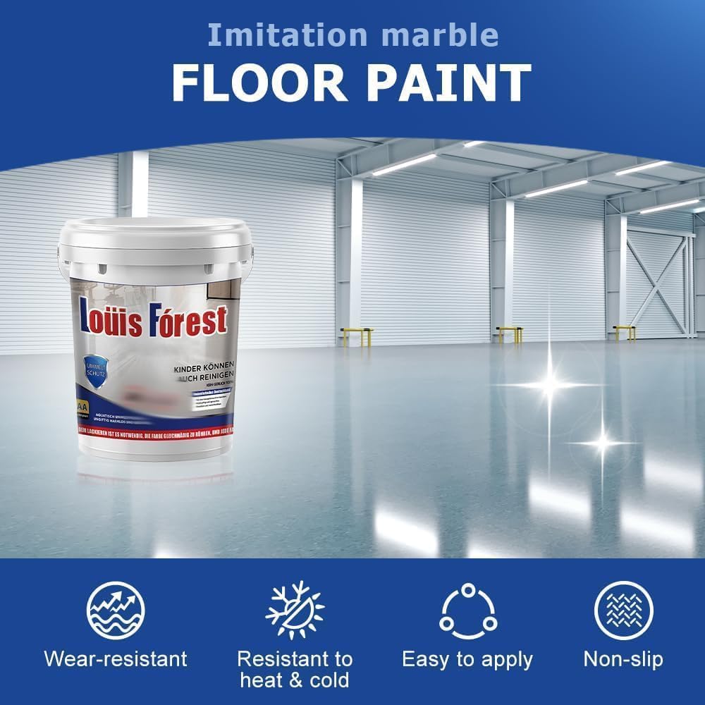 Louis Forest Epoxy Floor Paint, High-Gloss Marble Effect Coating, Epoxy Colored Sand Floor Paint, Wear-Resistant and Non-Slip for Indoor Outdoor (0.5KG-White hemp gray)