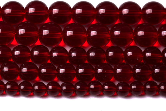 182pcs 4mm Smooth Garnet Red Glass Crystal Round Loose BeadsFor Jewelry Making DIY Bracelet Necklace Accessories 32" 2 Strand