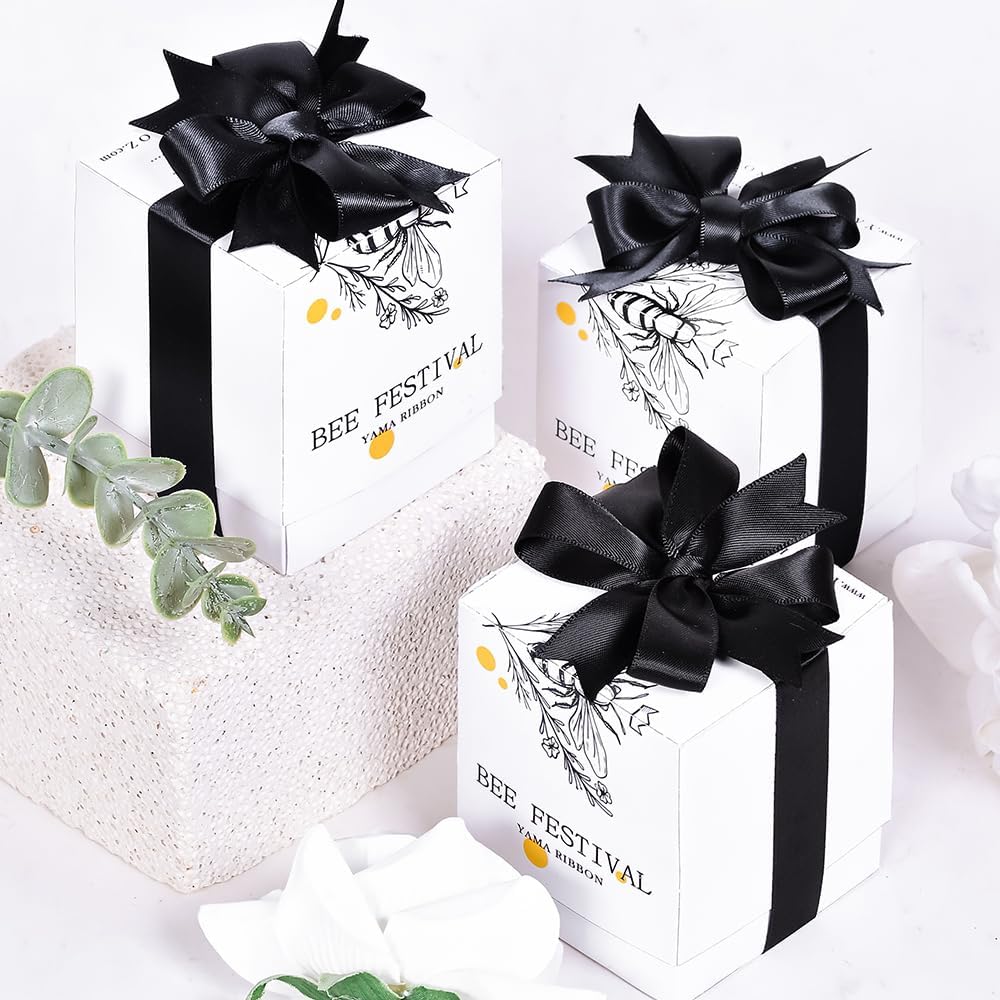 YAMA Black Double Face Satin Ribbon 5/8" 25 Yards Black Ribbon for Gift Package Wrapping,Floral Design,Hair Bow Clip Making,Crafting,Sewing,Wedding Decor
