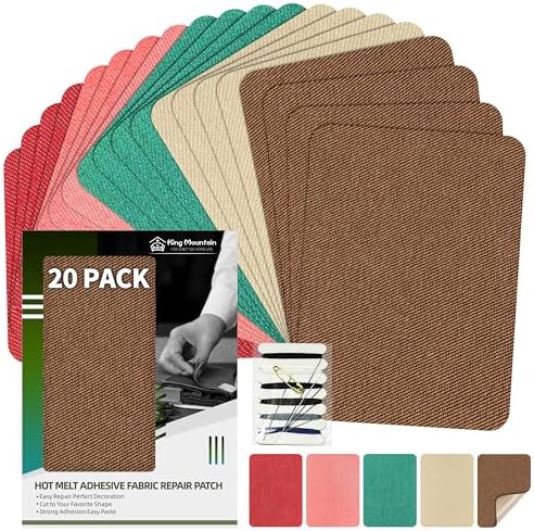 KING MOUNTAIN Iron-on Repair Patch 20 Pcs Pack, Denim Patches by ForABetterHomeLife
