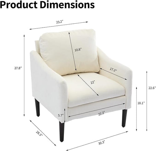 2PCS Mid Century Modern Accent Chair, Chenille Fabric Armchair - Image 2