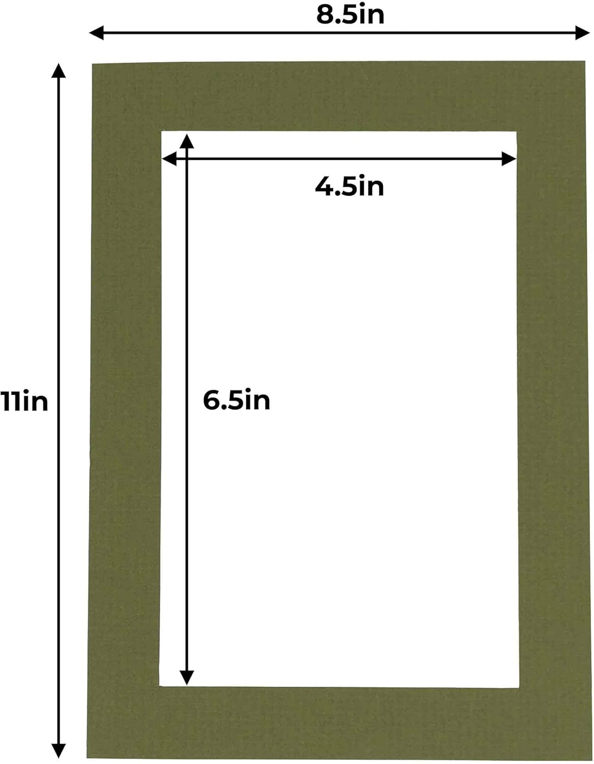 5x7 Mat for 8.5x11 Frame - Precut Mat Board Acid-Free Dill Green 5x7 Photo Matte For a 8.5x11 Picture Frame, Premium Matboard for Family Photos, Show Kits, Art, Picture Framing, Pack of 100 Mats