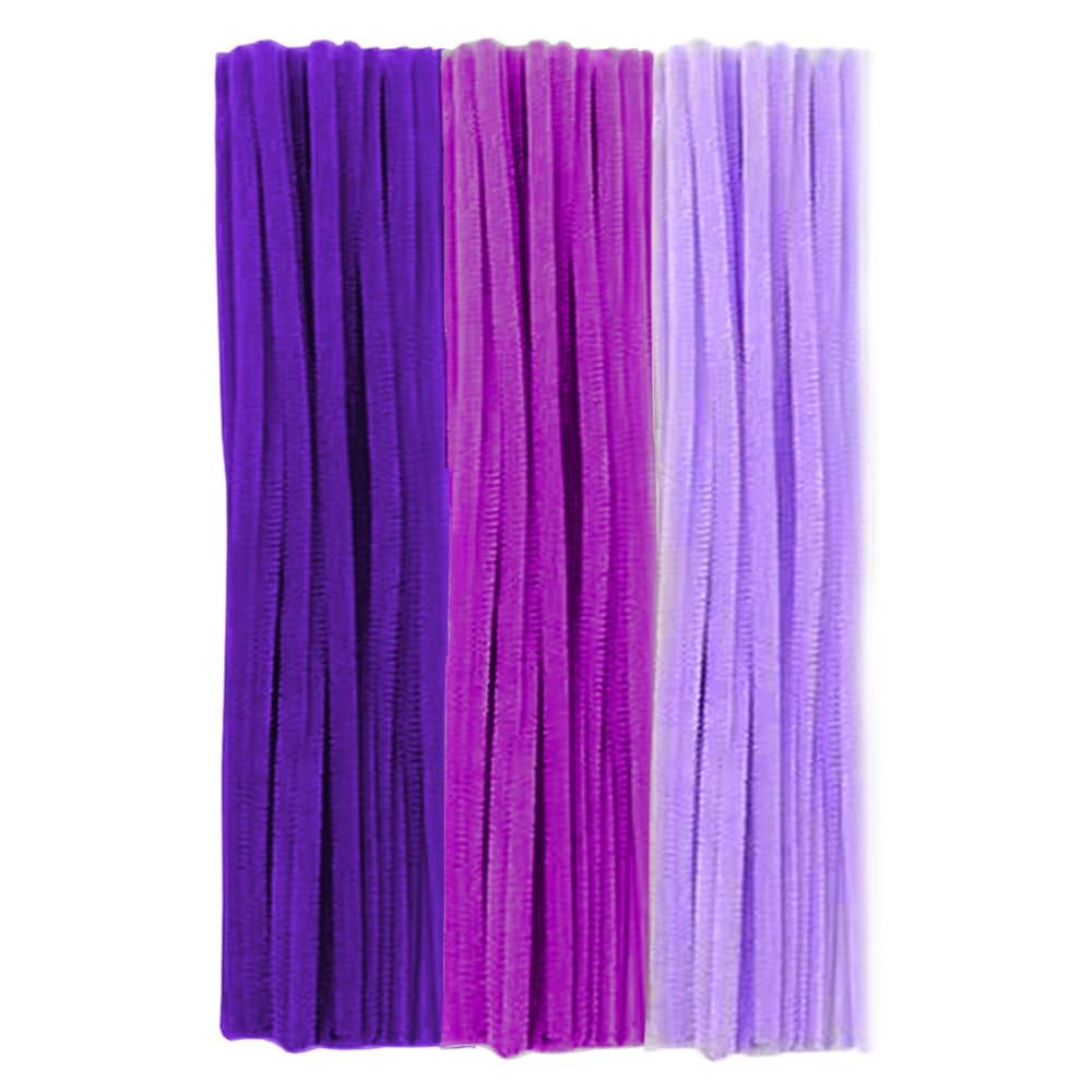 300 Pieces Pipe Cleaners Chenille Stem, 3 Pastel Candy Color Pipe Cleaners Set for Pipe Cleaners DIY Arts Crafts Decorations, Chenille Stems Pipe Cleaners (Purple)