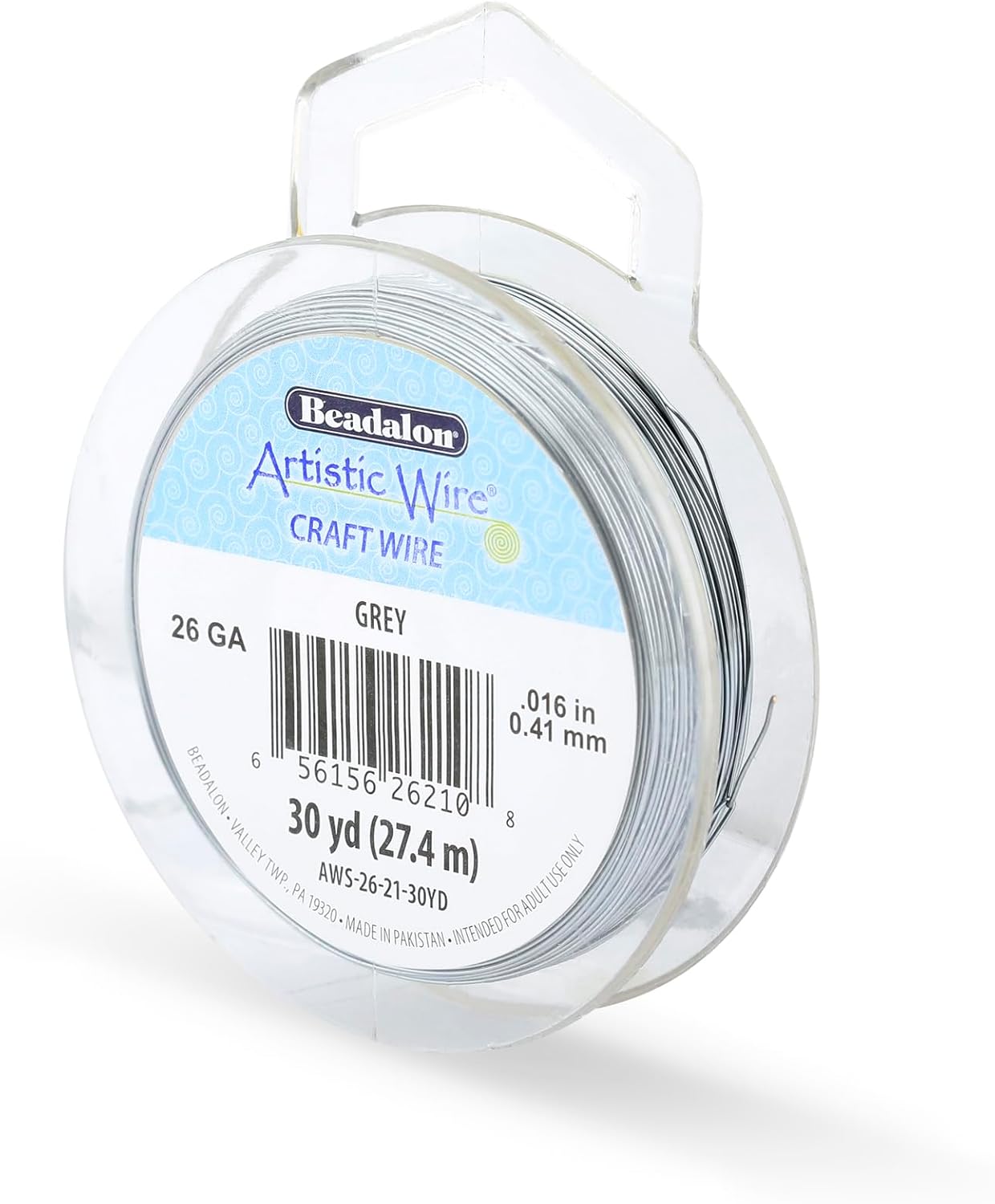 Artistic Wire, 26 Gauge Tarnish Resistant Colored Copper Craft Wire, Grey, 30 yd