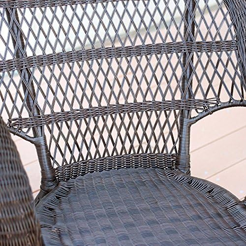 Jeco Wicker Chair with Red Cushion, Espresso/W00208- - Image 3