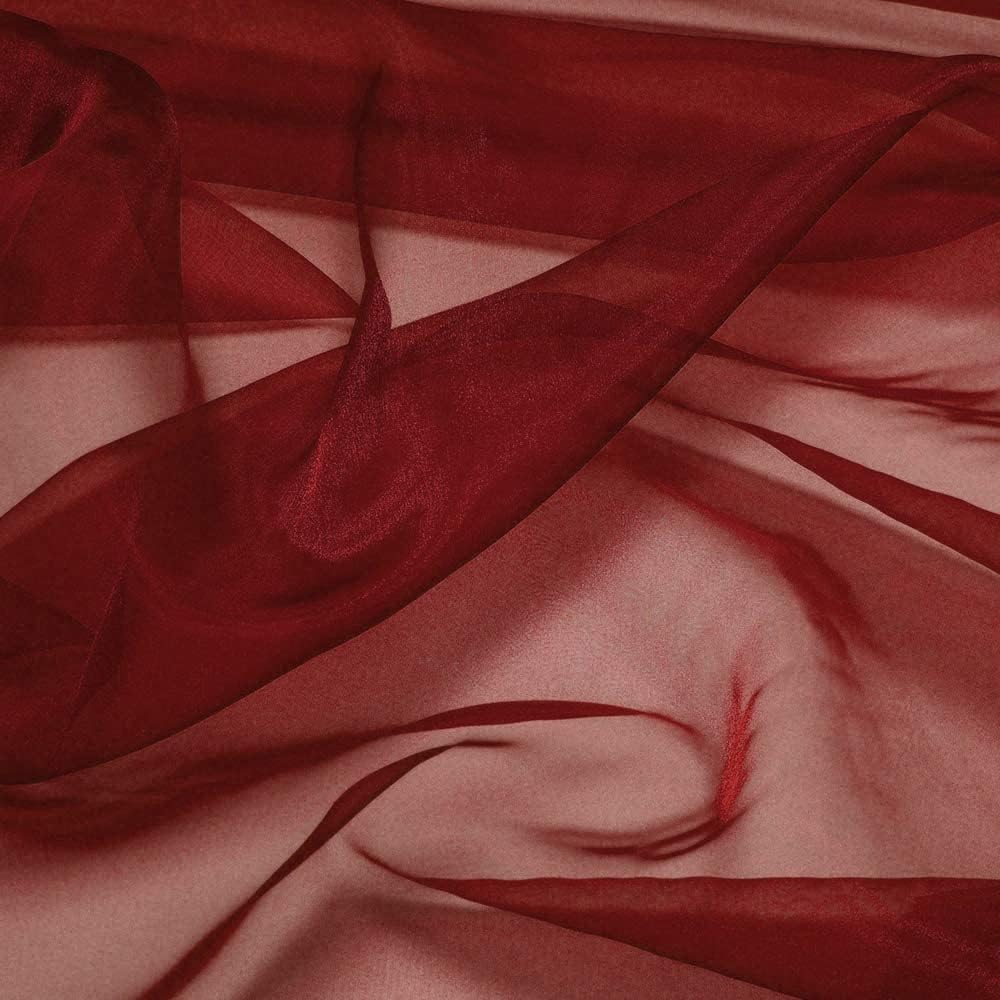 Organza Fabric 5 Yard Bridal Solid Sheer Organza Fabric Bolt for Wedding Dress, Fashion, Crafts, Decorations Silky Shiny Organza 44" - (5 Yard, Apple Red)