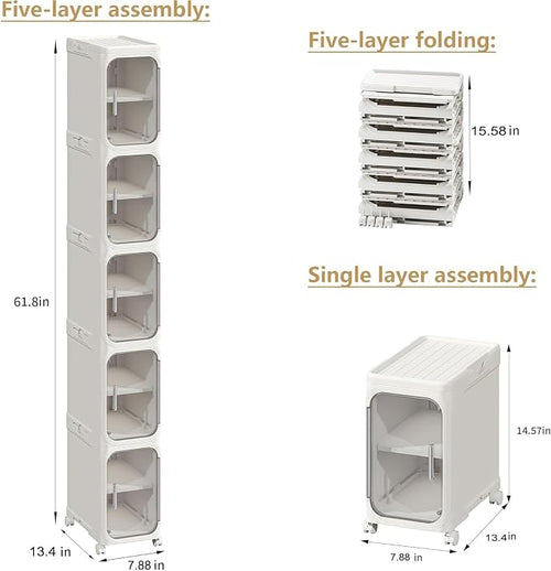 5-Tier Tall Narrow Storage Cabinet, Slim Bathroom Storage Cabinet - Image 2