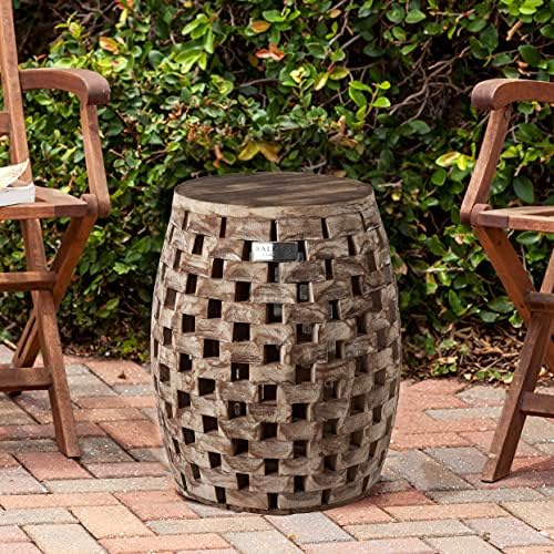 Balkene Home 62419 Maya Oval Rustic Garden Stool Wood Outdoor Seating & End - Image 2