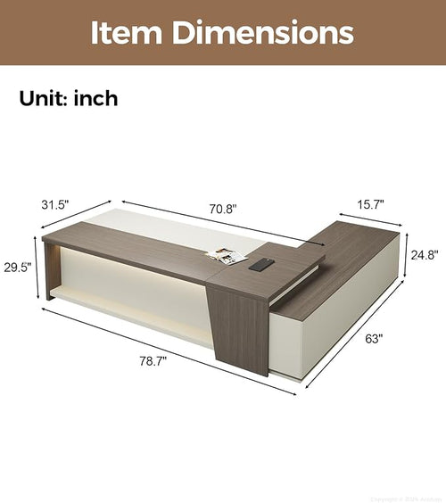 79" L-Shaped Executive Desk - Image 2