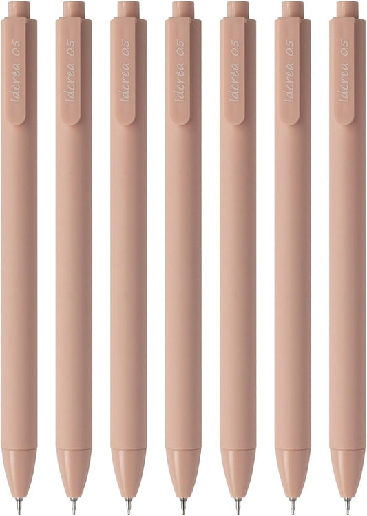 ldcrea Pink Gel Pens 0.5 Fine Tip, Black Ink, Silky Grip, 6 Pack