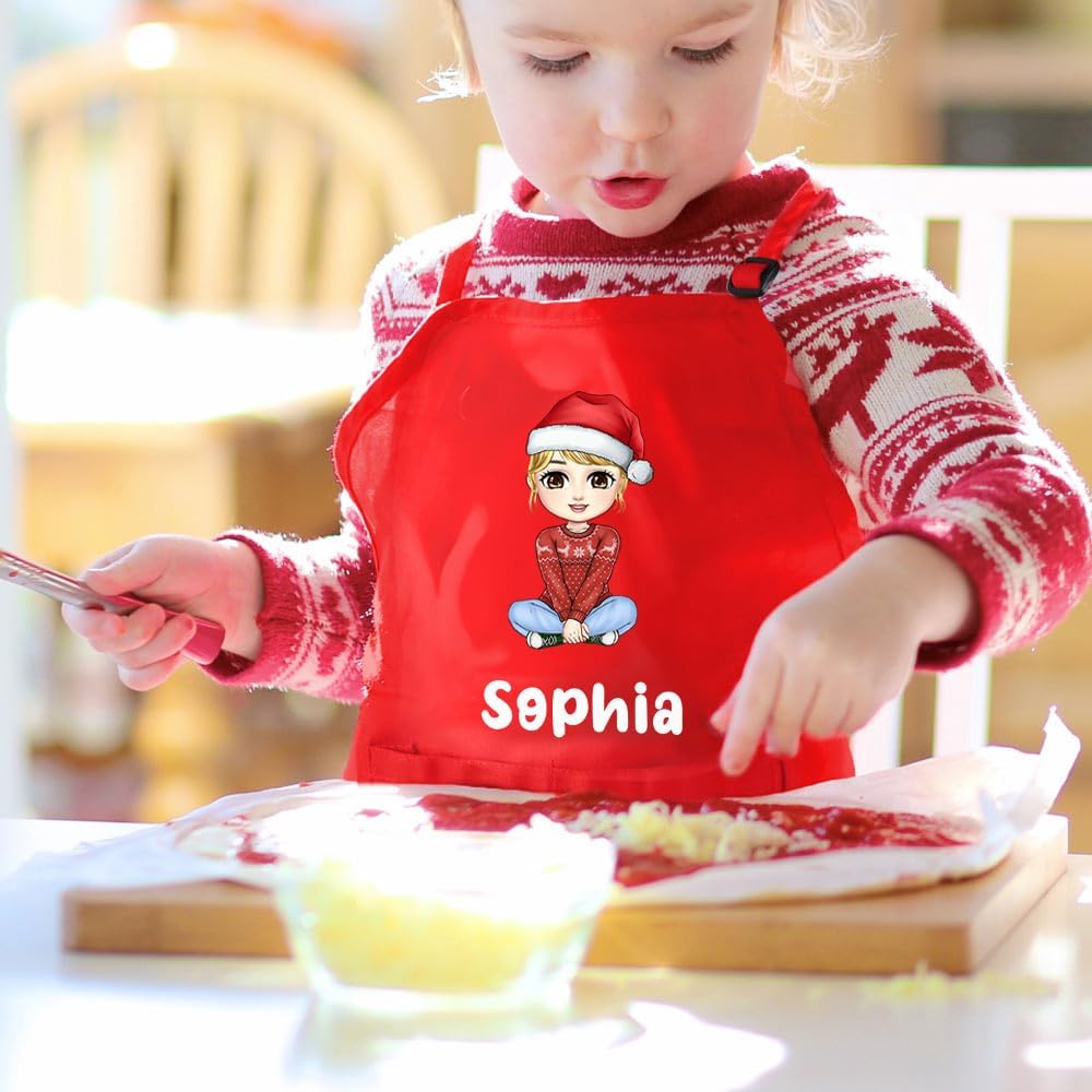 Personalized Kids Chef Hat and Apron, Custom Name Adjustable Cooking Apron for Cooking Baking Painting